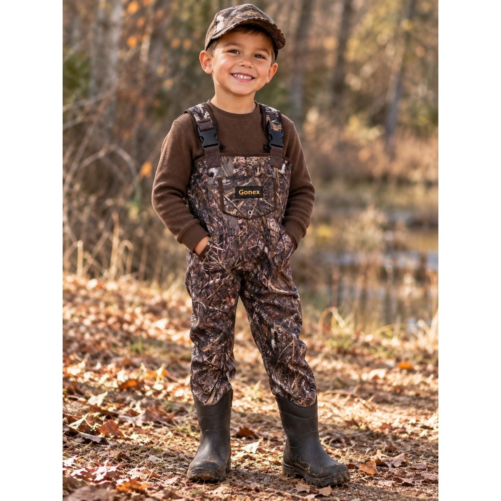 Gonex Youth Chest Waders Camo Boot Foot Fishing Hunting 4/5 11Y Shoe Size NWOT